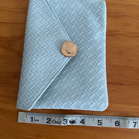 Woven Light Blue cosmetic bag with Button Closure - Picture 7 of 7